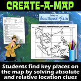 Southeast Asia Create a Map Activity | Solve Location Clues | SE Asia Geography