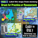 Geography of Europe Map Practice Activities | Print and Digital | Microsoft