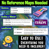 Europe Create a Map Activity | Solve Location Clues | European Geography