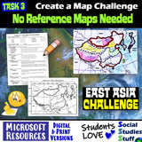 Geography of East Asia Map Practice Activities | Print and Digital | Microsoft