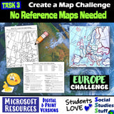 Geography of Europe Map Practice Activities | Print and Digital | Microsoft