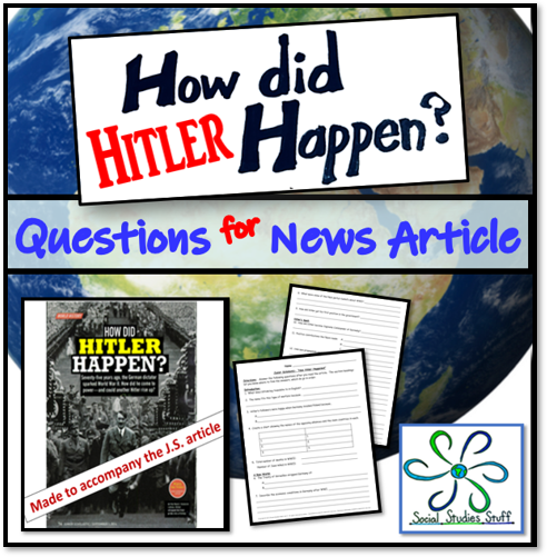 How did Hitler Happen Reading Comprehension Worksheet Social Studies Stuff Lesson Resources