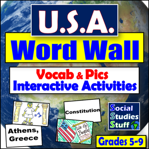 United States Vocab Word Wall Social Studies Stuff USA Lesson Resources