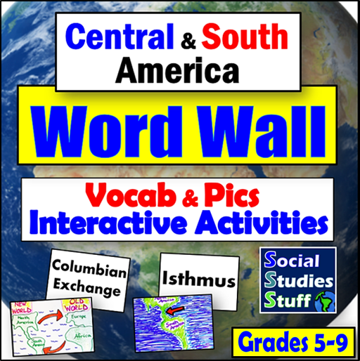 South and Central America Vocabulary Word Wall Social Studies Stuff Lesson Latin America Resources